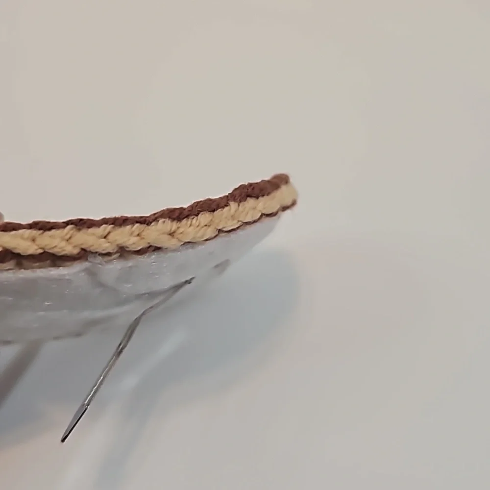 Hand Crafted Hand Knit Crochet Hair Clip Handmade embroidery yellow rose beige